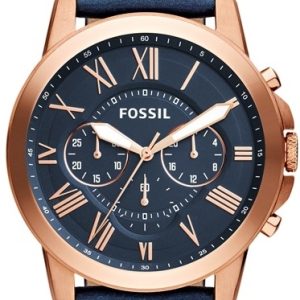 Fossil Herrklocka FS4835 Grant Blå/Läder Ø44 mm