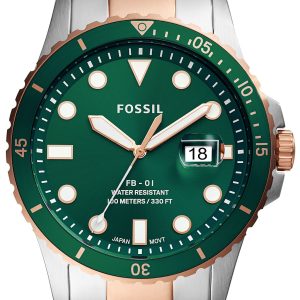 Fossil Herrklocka FS5743 FB-01 Grön/Roséguldstonat stål Ø42 mm