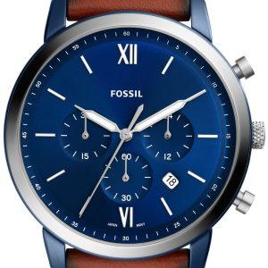 Fossil Herrklocka FS5791 Neutra Chronograph Blå/Läder Ø44 mm