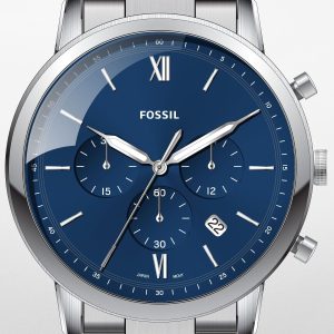 Fossil Herrklocka FS5792 Neutra Chronograph Blå/Stål Ø44 mm