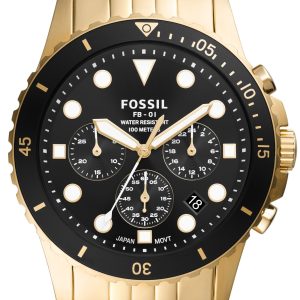 Fossil Herrklocka FS5836 Fb-01 Chrono Svart/Guldtonat stål Ø42 mm