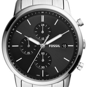 Fossil Herrklocka FS5847 Minimalist Chronograph Svart/Stål Ø42 mm