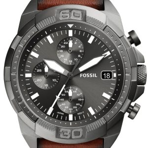 Fossil Herrklocka FS5855 Bronson Grå/Läder Ø44 mm