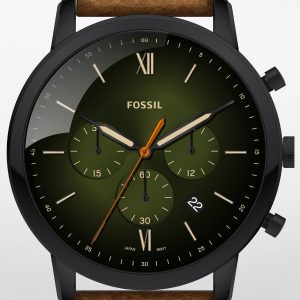 Fossil Herrklocka FS5868 Neutra Chronograph Grön/Läder Ø44 mm