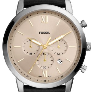 Fossil Herrklocka FS5885 Neutra Vit/Läder Ø44 mm