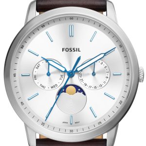 Fossil Herrklocka FS5905 Neutra Minimalist Silverfärgad/Läder Ø42