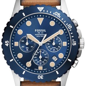 Fossil Herrklocka FS5914 Fb-01 Blå/Läder Ø42 mm