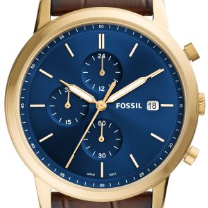 Fossil Herrklocka FS5942 Minimalist Blå/Läder Ø42 mm