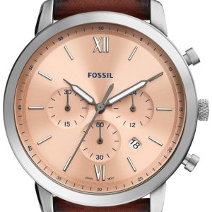 Fossil Herrklocka FS5982 Neutra Roséguldstonad/Läder Ø44 mm