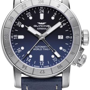 Glycine Airman Herrklocka GL0054 Blå/Läder Ø44 mm