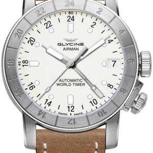 Glycine Airman Herrklocka GL0058 Silverfärgad/Läder Ø46 mm