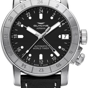 Glycine Airman Herrklocka GL0059 Svart/Läder Ø46 mm