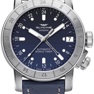 Glycine Airman Herrklocka GL0060 Blå/Läder Ø46 mm