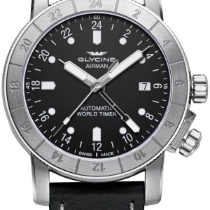 Glycine Airman Herrklocka GL0066 Svart/Läder Ø42 mm