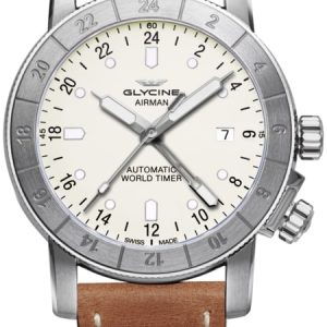 Glycine Airman Herrklocka GL0067 Silverfärgad/Läder Ø42 mm