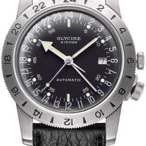 Glycine Airman Herrklocka GL0162 Svart/Läder Ø40 mm