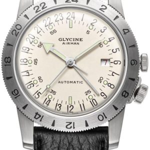 Glycine Airman Herrklocka GL0164 Svart/Läder Ø40 mm