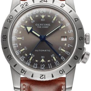 Glycine Airman Herrklocka GL0183 Silverfärgad/Läder Ø40 mm