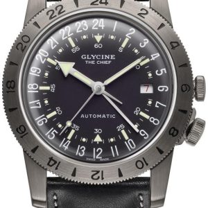 Glycine Airman Herrklocka GL0246 Svart/Läder Ø40 mm