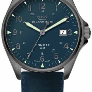 Glycine Combat 6 GL0299 Blå/Läder Ø43 mm