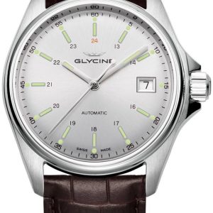 Glycine Combat GL0112 Silverfärgad/Läder Ø36 mm