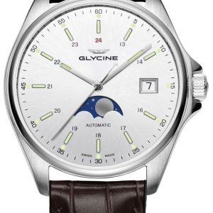 Glycine Combat Herrklocka GL0115 Silverfärgad/Läder Ø40 mm