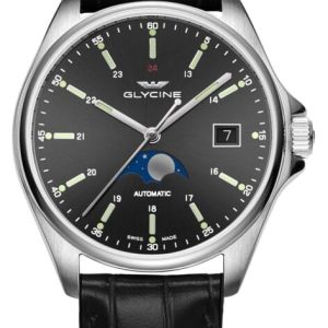 Glycine Combat Herrklocka GL0116 Svart/Läder Ø40 mm