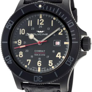 Glycine Combat Herrklocka GL0241 Svart/Läder Ø48 mm