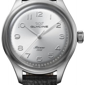 Glycine GL0333 Bienne 1914 Silverfärgad/Läder Ø39 mm