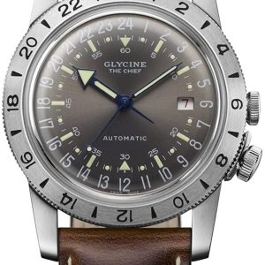 Glycine GL0412 Airman Grå/Läder Ø40 mm