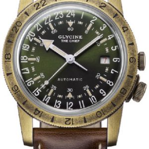 Glycine GL0413 Airman Grön/Läder Ø40 mm