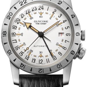 Glycine GL0467 Airman Vit/Läder Ø40 mm