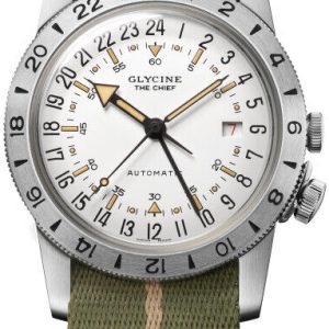 Glycine GL0473 Airman Vit/Läder Ø40 mm