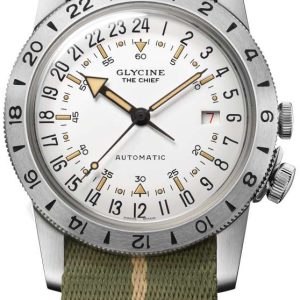 Glycine GL0475 Airman Vit/Läder Ø40 mm