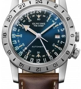 Glycine Herrklocka GL0306 Airman Vintage Blå/Läder Ø40 mm