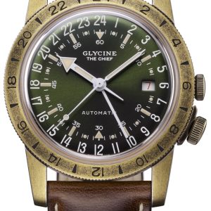 Glycine Herrklocka GL0307 Airman Vintage Grön/Läder Ø40 mm