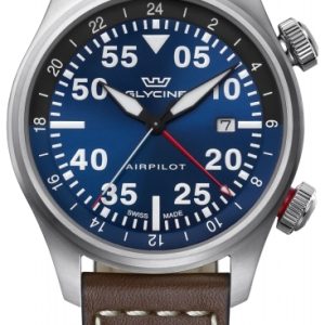 Glycine Herrklocka GL0351 Airpilot GTM Blå/Läder Ø44 mm