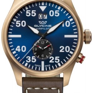 Glycine Herrklocka GL0369 Airpilot Dual Time Blå/Läder Ø44 mm