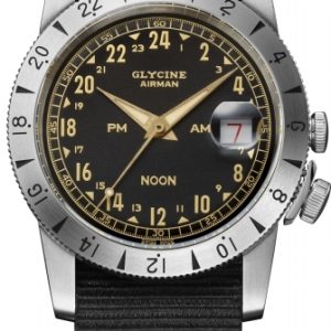 Glycine Herrklocka GL0377 Airman Vintage Svart/Textil Ø40 mm