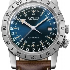 Glycine Herrklocka GL0411 Airman Blå/Läder Ø40 mm