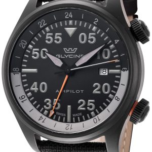 Glycine Herrklocka GL0435 Airpilot Gmt Svart/Läder Ø44 mm