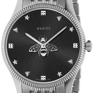 Gucci Damklocka YA1264154 G-Timeless Svart/Stål Ø36 mm