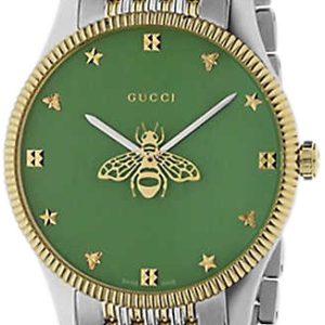 Gucci Damklocka YA1264182 G-Timeless Grön/Guldtonat stål Ø32 mm