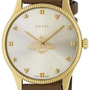 Gucci Damklocka YA1264199 G-Timeless Silverfärgad/Läder Ø36 mm