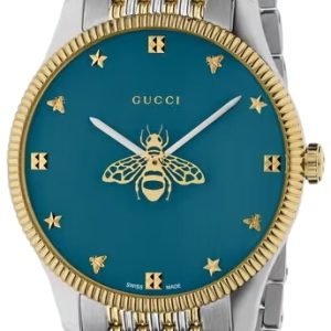 Gucci Damklocka YA1264201 G-Timeless Blå/Gulguldtonat stål Ø26 mm