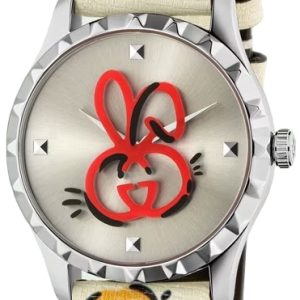 Gucci Damklocka YA1264204 G-Timeless Silverfärgad/Läder Ø38 mm