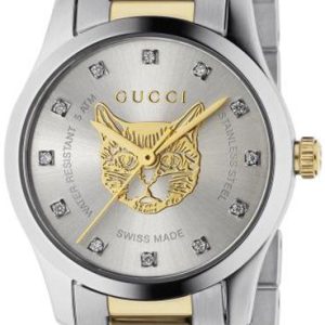 Gucci Damklocka YA1265016 G-Timeless Silverfärgad/Gulguldtonat stål