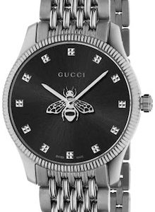 Gucci Damklocka YA1265020 G-Timeless Svart/Stål Ø29 mm