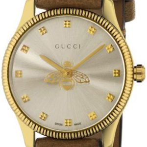 Gucci Damklocka YA1265022 G-Timeless Silverfärgad/Läder Ø29 mm