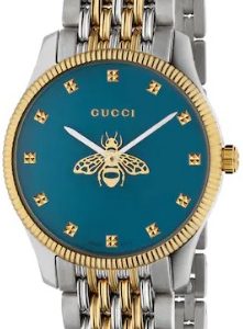 Gucci Damklocka YA1265029 G-Timeless Blå/Gulguldtonat stål Ø29 mm